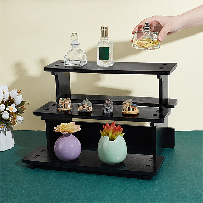 1 Bag 3-Tier Wood Display Riser Stands for Cosmetic ODIS-PH0002-02-1