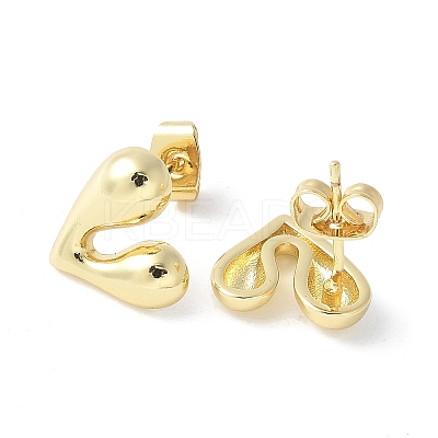 Rack Plating Brass Heart Stud Earrings for Women EJEW-Q780-11G-1