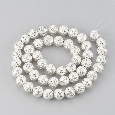 Electroplated Natural Lava Rock Beads Strands G-T061-55E-10mm-1