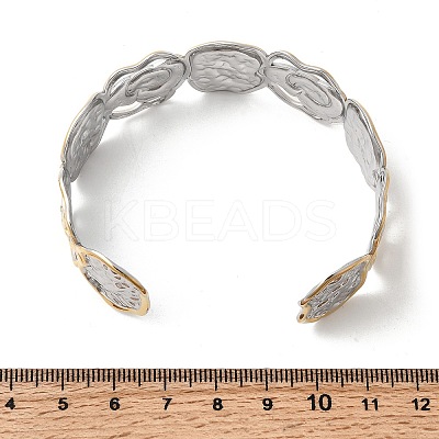 Hammered 304 Stainless Steel Cuff Bangles for Women BJEW-P371-01B-1