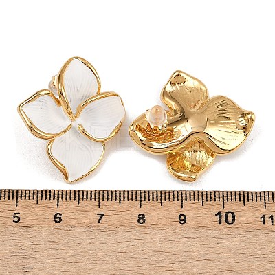 304 Stainless Steel Enamel Flower Stud Earrings LS-EJEW-A138-02G-1