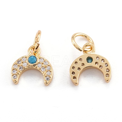 Brass Micro Pave Clear Cubic Zirconia Beads Pendants ZIRC-M114-03G-1