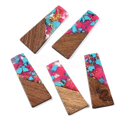 Opaque Resin & Walnut Wood Pendants RESI-T058-04I-1