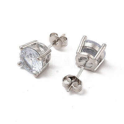 Clear Cubic Zirconia Diamond Stud Earrings EJEW-P221-26P-1