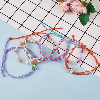Waxed Polyester String Braided Cord Bracelets Set BJEW-SW00032-04-1