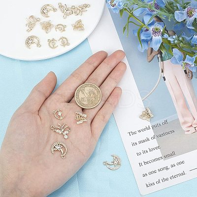 16Pcs 4 Styles Brass Micro Pave Cubic Zirconia Pendants KK-SC0001-91LG-1
