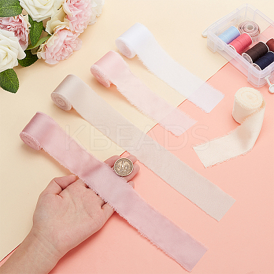 5 Rolls 5 Colors Polyester Frayed Ribbon OCOR-PH0002-79-1
