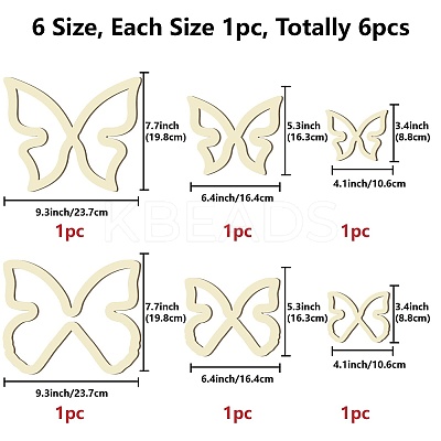 6Pcs 3 Style Wood Hoop Rings Macrame for DIY Craft Making DIY-WH0545-002-1