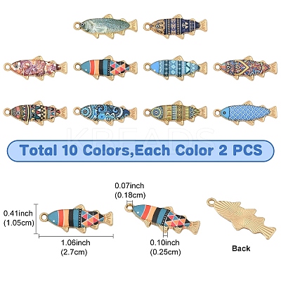 20Pcs 10 Colors Alloy Enamel Pendants FIND-YW0007-86-1