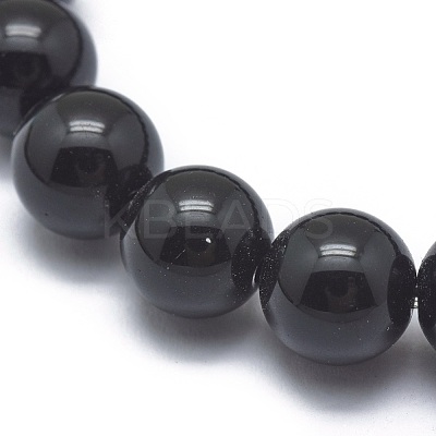 Synthetic Black Stone Bead Stretch Bracelets X-BJEW-K212-B-032-1