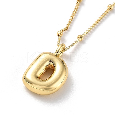 Initial Letter Brass Pendant Necklace NJEW-A015-21G-D-1