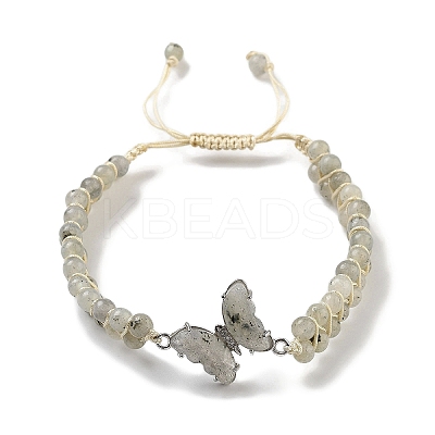 Natural Labradorite Braided Round Bead Bracelets BJEW-K251-06D-1