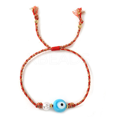 Handmade Evil Eye & Brass Bead Braided Bead Bracelets OI2276-2-1