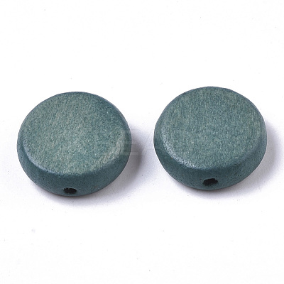 Painted Natural Wood Beads WOOD-R265-11B-1