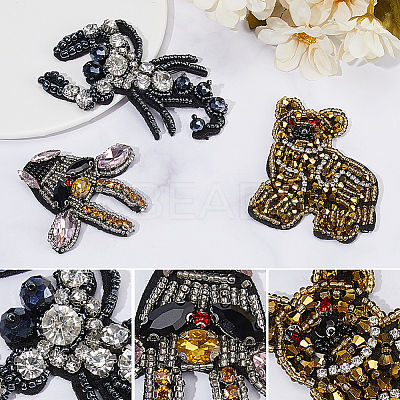 3Pcs 3 Styles Animal Rhinestone Ornament Accessories PATC-GF0001-44-1