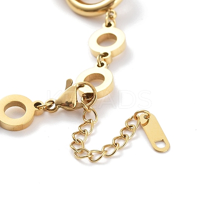 Ion Plating(IP) 304 Stainless Steel Interlocking Rings Link Bracelet BJEW-F466-01G-1
