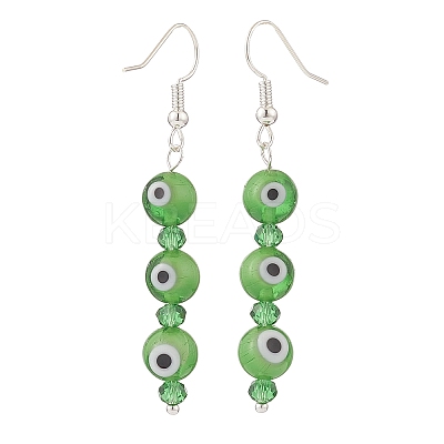 7 Pairs 7 Color Lampwork Evil Eye & Glass Beaded Dangle Earrings EJEW-JE05086-1