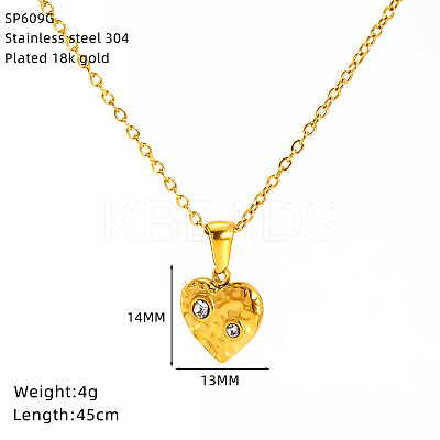 304 Stainless Steel Crystal Rhinestone Pendant Necklaces for Women WG07512-02-1