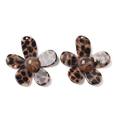 Opaque Leopard Print Cellulose Acetate(Resin) Pendants FIND-C088-02B-1