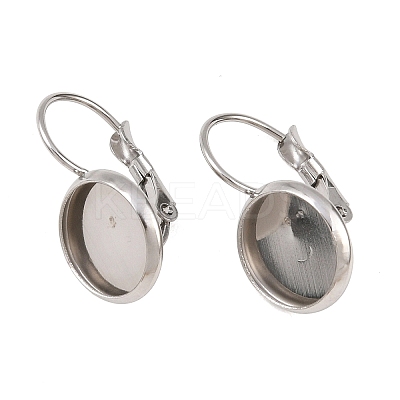 Tarnish Resistant Flat Round Tray Smooth Surface 304 Stainless Steel Leverback Earring Findings STAS-R065-65-1