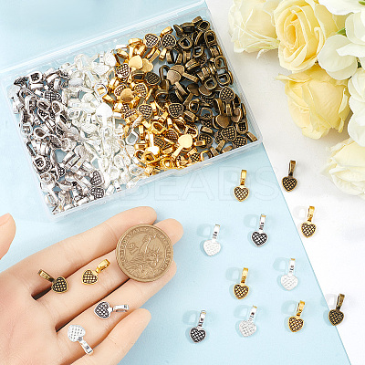 200Pcs 4 Colors Tibetan Style Alloy Glue-on Flat Pad Bails FIND-SP0001-84-1