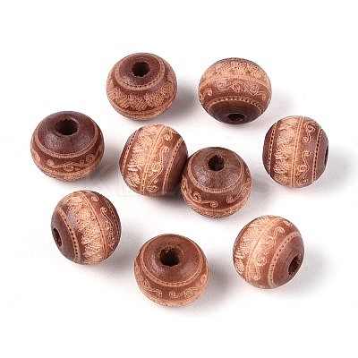 Painted Natural Wood Beads WOOD-N006-02A-02-1
