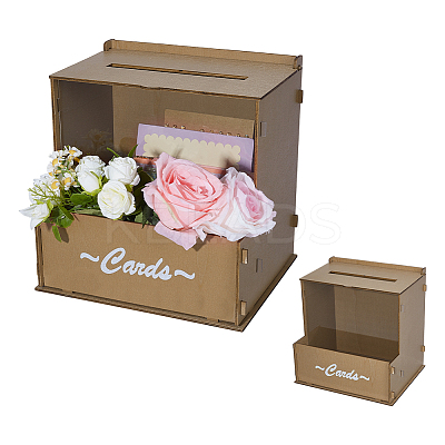 Wooden Wedding Card Boxes with Slot CON-WH0112-041-1