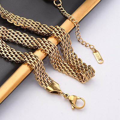 8MM 304 Stainless Steel Mesh Chain Necklaces NJEW-Q013-04G-1