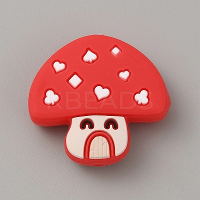 Mushroom Food Grade Eco-Friendly Silicone Beads SIL-WH0010-14A-1