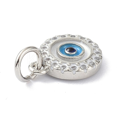 Brass Cubic Zirconia Enamel Charms ZIRC-C022-34P-1