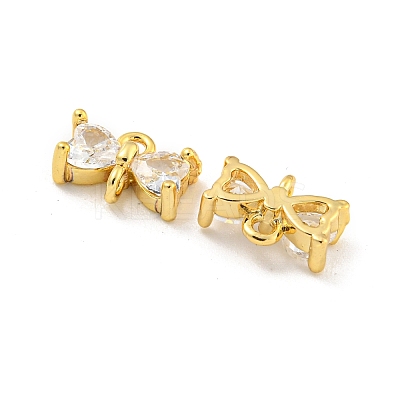 Brass Pave Clear Cubic Zirconia Connector Charms KK-B096-04G-1