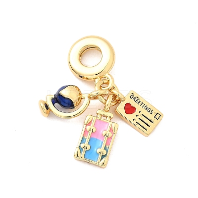 Brass Micro Pave Clear Cubic Zirconia European Dangle Charms KK-F904-03A-G-1