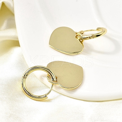 Brass Heart Hoop Earrings EJEW-L261-022G-1