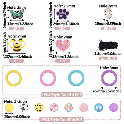 DIY Rings & Bees Silicone Pendant Decoration Making Kit DIY-TA0010-11-1