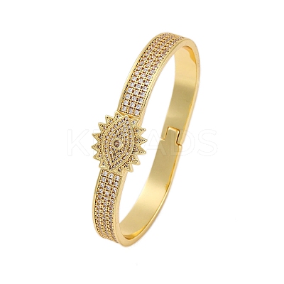 Rack Plating Brass Micro Pave Cubic Zirconia Hinged Bangles BJEW-H624-06E-G-1