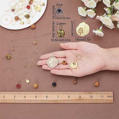 Wood Beads Dangle Earrings DIY Making Kit DIY-SC0017-64-1