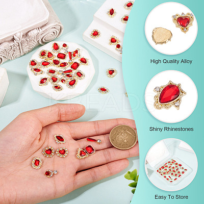 48Pcs 12 Styles Alloy Rhinestone Cabochons MRMJ-TA0001-45B-1