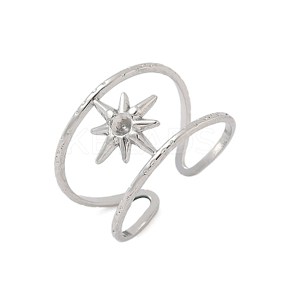 304 Stainless Steel Open Cuff Rings Findings RJEW-A079-10E-P-1
