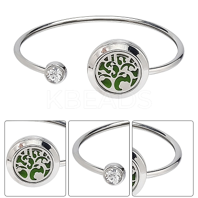 1Pc Stainless Steel Open Cuff Bangles & 1Pc Stainless Steel Pendant Neclace AJEW-SC0004-06E-1