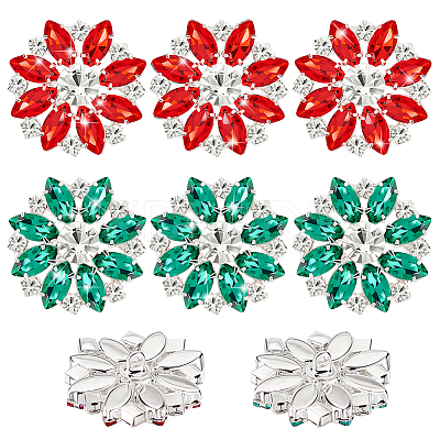 8Pcs 2 Colors 1-Hole Alloy Rhinestone Shank Buttons BUTT-GA0001-16-1