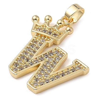 Rack Plating Brass Micro Pave Cubic Zirconia Pendants KK-D535-01W-RS-1