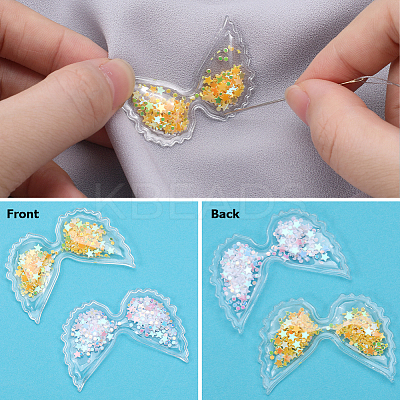 60Pcs 6 Colors Wing PVC Sequin Plastic Cabochons FIND-GF0005-42-1