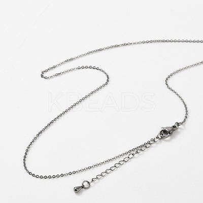 Brass Rolo Chains Necklaces for Women NJEW-D302-43B-1