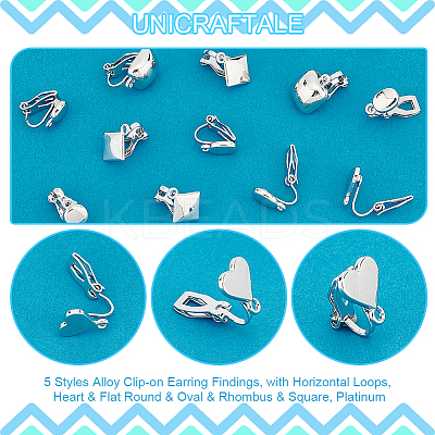 20Pcs 5 Styles Alloy Clip-on Earring Findings FIND-UN0002-38P-1