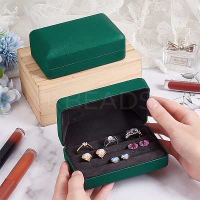 3-Slot Rectangle PU Leather Finger Ring Display Boxes CON-WH0099-10B-1