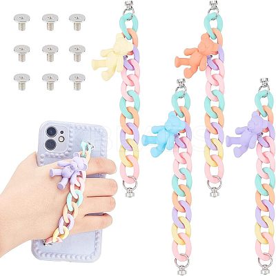 4Pcs 4 Style Acrylic Curb Chain for DIY Mobile Straps AJEW-CA0002-39-1