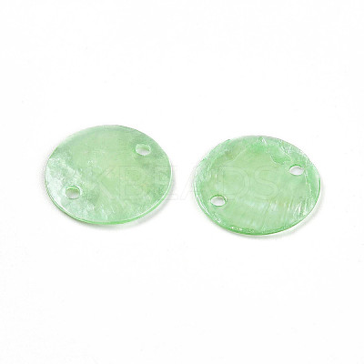 Dyed Natural Capiz Shell Disc Links Connector Charms SSHEL-WH0006-01A-6-1