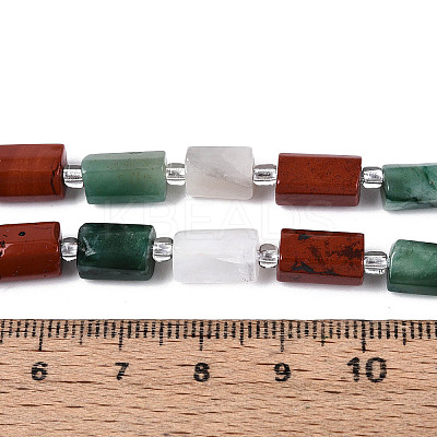 Natural Fuchsite & Red Jasper & Rainbow Moonstone Beads Strands G-T144-15A-01-1