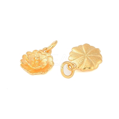 925 Sterling Silver Flower Charms with Jump Rings & 925 Stamp STER-P060-03G-1