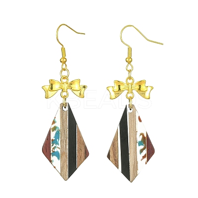 Resin & Walnut Wood Dangle Earrings EJEW-JE05507-05-1